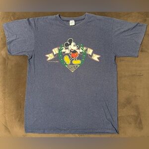 Vintage Velva Sheen Walt Disney Company Mickey Mouse Blue Striped Shirt L